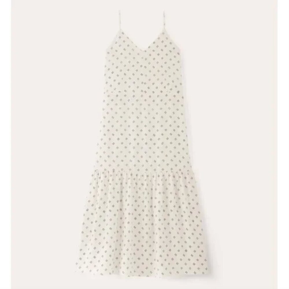 NEW Everlane The Long Weekend Dress in Butterlite Womens 0 Bone Black Dot - Picture 2 of 16